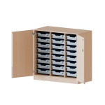 ErgoTray Schrank, 3reihig, 2,5 OH, zweitürig, n, mit 24 flachen Boxen, B/H/T 104,5x100x50cm 